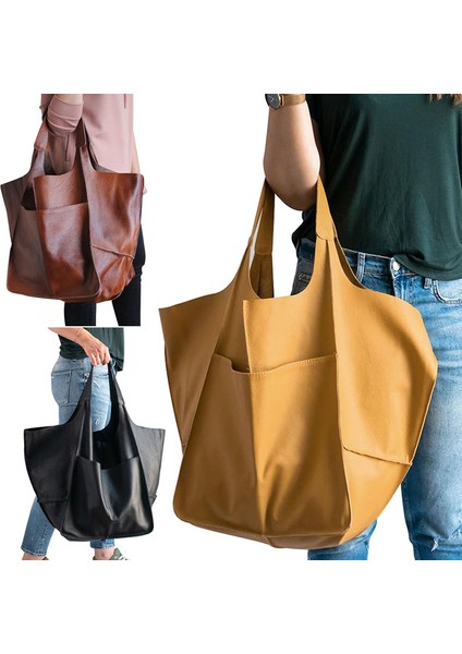 Yingxinfeng Store Kadın Büyük Pu Deri Satchel El Çantası Iş Tote Omuz Çantaları Çanta Çanta Yumuşak Crossbody Büyük Boy Çanta (Yurt Dışından)