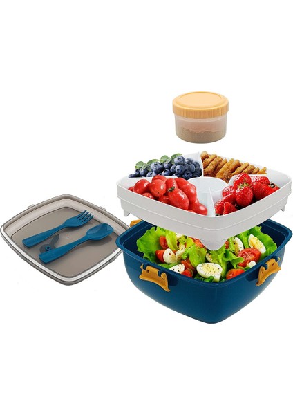 Yaratıcı Öğrenci Bölmeli Öğle Yemeği Kutusu - Mavi (Yurt Dışından)