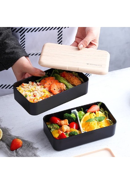 Japon Tarzı Çift Katmanlı Beslenme Çantası Siyah (Yurt Dışından) fırsatları