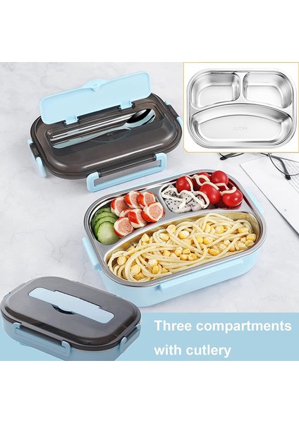 Bölmeli Öğle Yemeği Kabı - Açık Mavi (Yurt Dışından) indirimleri