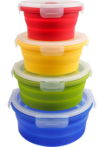 4 Parçalı Katlanabilir Öğle Yemeği Kabı Renkli (Yurt Dışından)