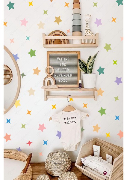Renkli Yıldızlar Çocuk Bebek Odası Duvar Sticker Seti
