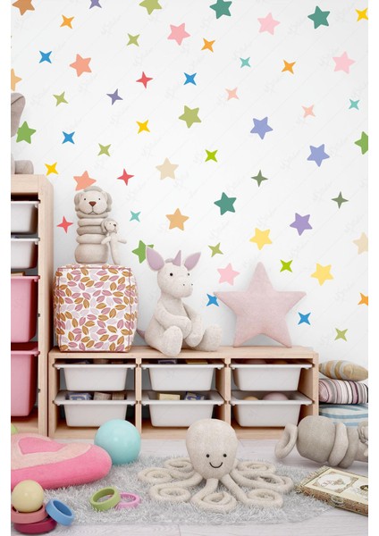 Renkli Yıldızlar Çocuk Bebek Odası Duvar Sticker Seti fiyatları