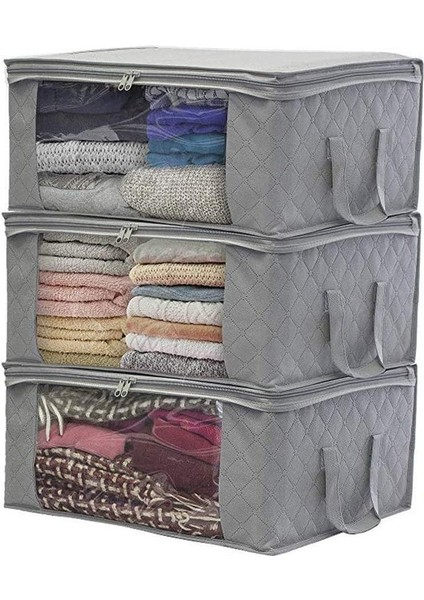 3 x 48X35X20CM Yatak Düzenleyici Gri (Yurt Dışından)