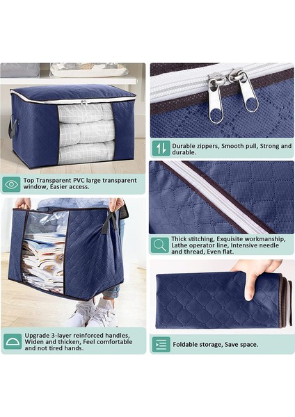 4x 60X43X35CM 90L Saklama Torbaları Mavi (Yurt Dışından) indirimleri