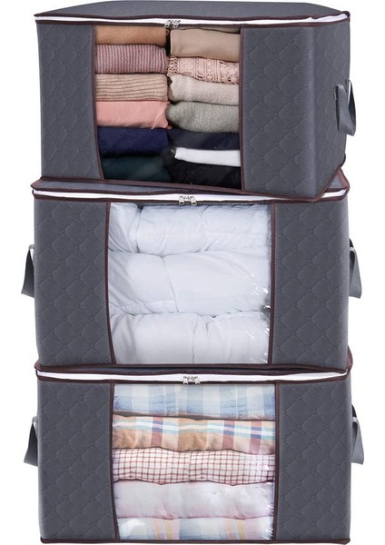 3 x 60X40X35CM Giysi Çantası Gri (Yurt Dışından)