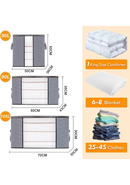 3x 60X40X35CM Yatak Altı Saklama Kutuları Mavi (Yurt Dışından) fiyatları