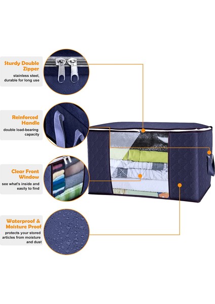 3x 60X40X35CM Yatak Altı Saklama Kutuları Mavi (Yurt Dışından) fırsatları