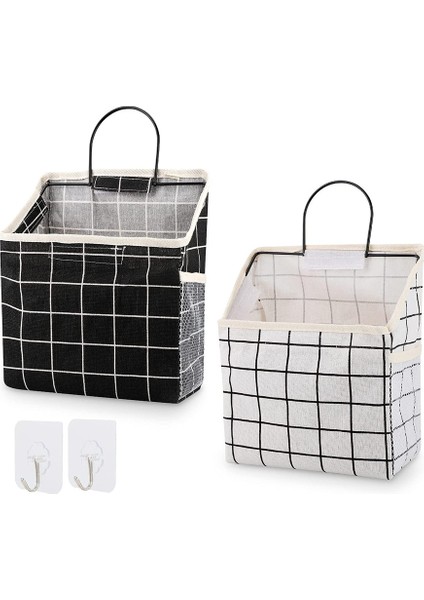 2 Asılı Kumaş Çanta Siyah + Beyaz (Yurt Dışından)