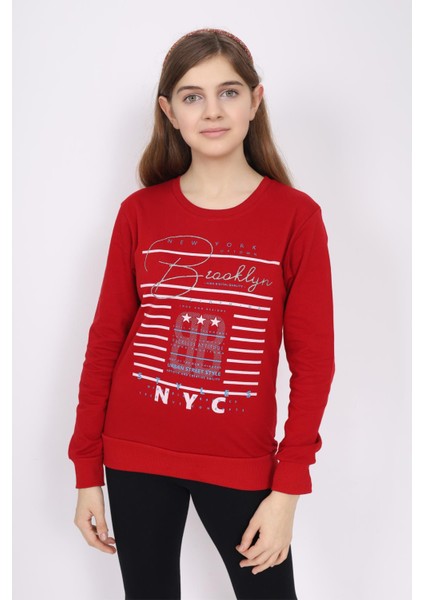 E Çocuk New York Brooklyn Baskılı Sweatshirt ECCK-OLC-3894-13