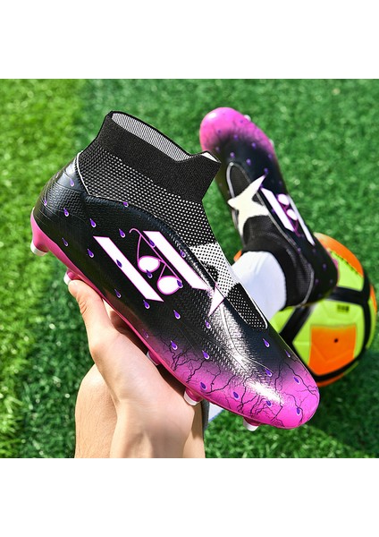 Erkek Spor Futbol Ayakkabısı Krampon - Pembe (Yurt Dışından)