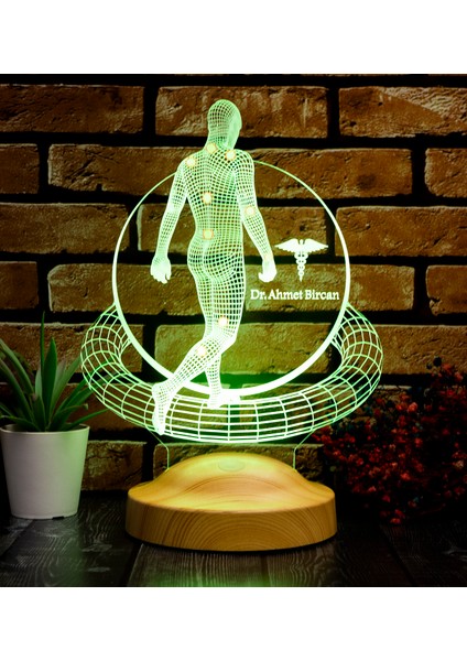 Fizik Tedavi Doktoru, Fizyoterapist, Doktor Hediyesi 3D LED Lamba