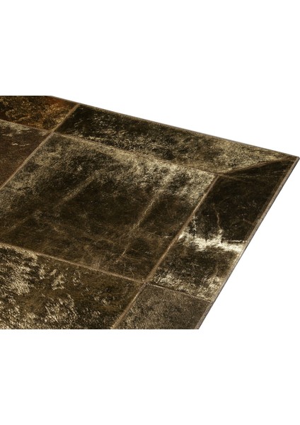 Gold Varaklı Patchwork Doğal Dana Derisi Halı 120 x 180 cm fırsatları