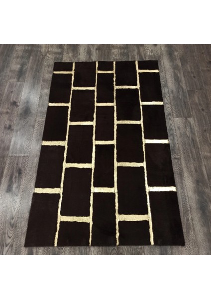 Siyah Gold Bordürlü Peluş Halı 120 x 180 cm fiyatları