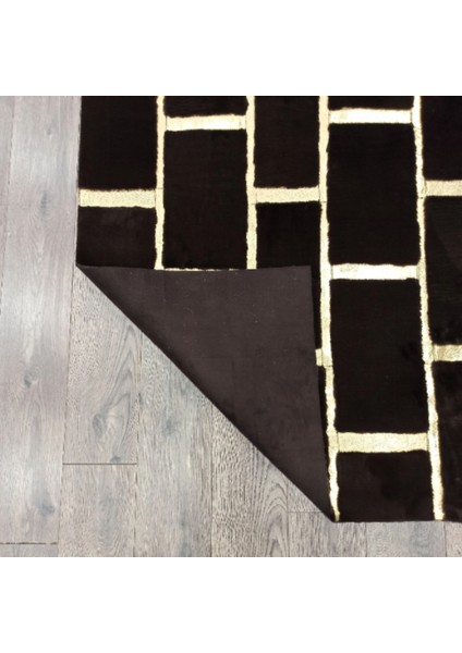 Siyah Gold Bordürlü Peluş Halı 120 x 180 cm indirimleri