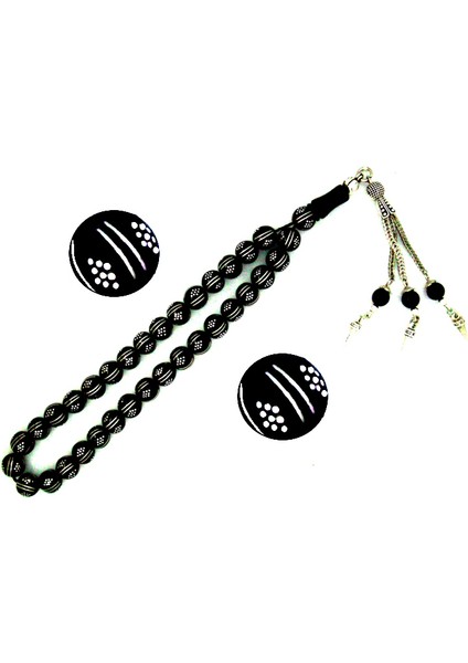 8 Li Gümüş Yarma ve Baklava Işlemeli Gürcistan Oltu Tesbih