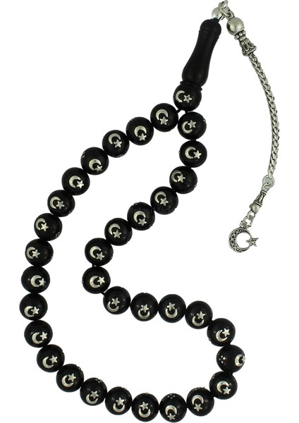 Gümüş Ay Yıldız Işlemeli Hakiki Erzurum Oltu Taşı Tesbih fiyatları