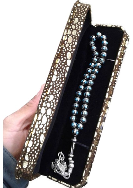 Gümüş ve Firuze Işlemeli Erzurum Oltu Taşı Tesbih fiyatları