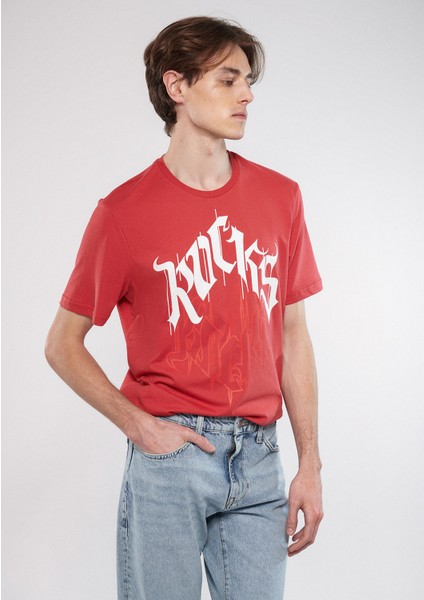 Erkek Rocks Baskılı Kırmızı Tişört 0611133-70985 fiyatları