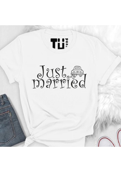 Just Married Yazılı Baskılı Unisex Özel Tasarım Tshirt10