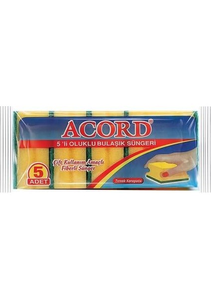 Acord Sünger 5li Oluklu x 36 Adet