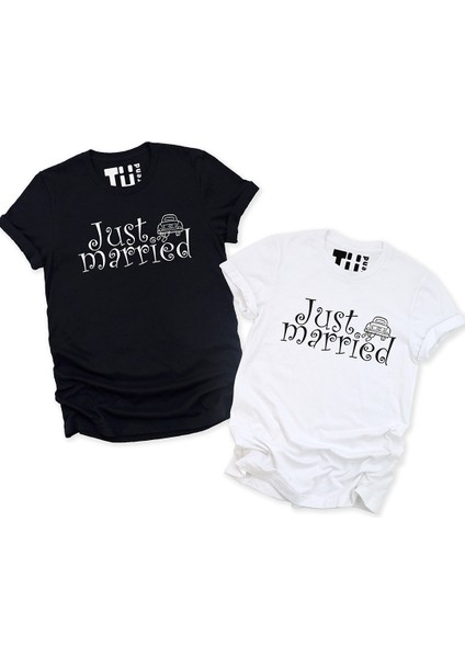 Just Married Yazılı Baskılı Unisex Özel Tasarım Tshirt10 fiyatları