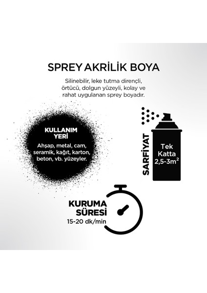 Akrilik Parlak Beyaz Sprey Boya 400 ml