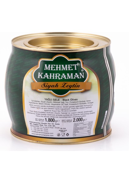 Mehmet Kahraman Yağlı Sele Siyah Zeytin Jumbo S 291-320 Kb