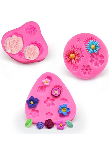 3 Adet Çiçek Kek Şekerleme Silikon Kalıp (Yurt Dışından)
