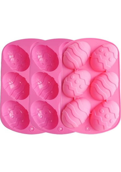 3 Silikon Paskalya Yumurta Kalıp Pembe (Yurt Dışından)
