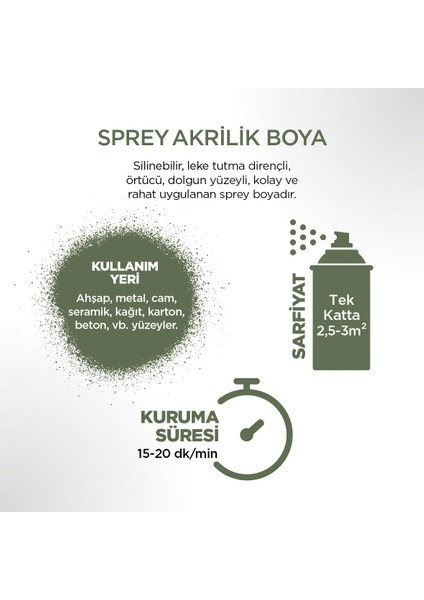 Akrilik Açık Yeşil Sprey Boya 400 ml - RAL 6012 modelleri