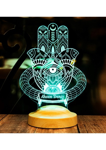 Hamsa Fatma'nın Eli Led Lamba - Şans ve Koruma, İslami Motifli Dekorasyon, Kişiye Özel Manevi Hediye fırsatları