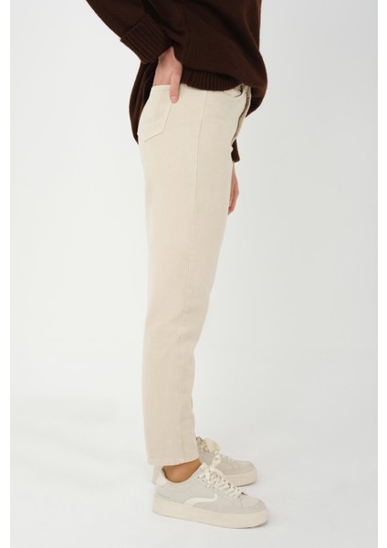 Yüksek Bel Balon Jean Bej fırsatları