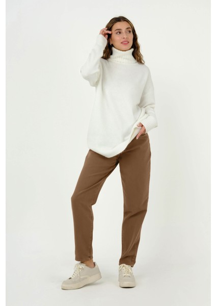 Yüksek Bel Balon Jean Taba