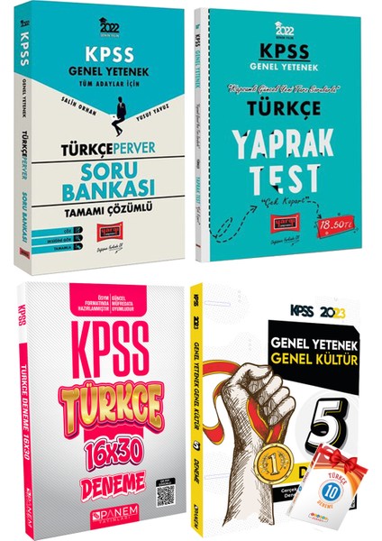 KPSS Türkçe Soru Bankası+Yaprak Test+Panem Türkçe Deneme+Genel Yetenek Genel Kültür 5 D+Türkçe 10 Deneme