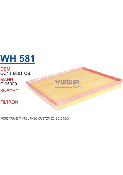 Fıltre Hava ( Ford : Transıt / Tourneo Custom 2012