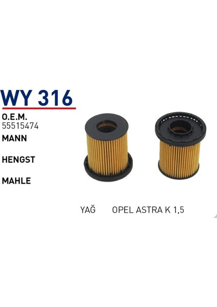 Fıltre Yag (Opel Astra K1,5)