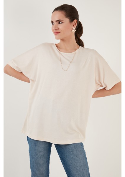 Bisiklet Yaka Oversize Esnek Dokulu Bluz Bayan Bluz 5864528