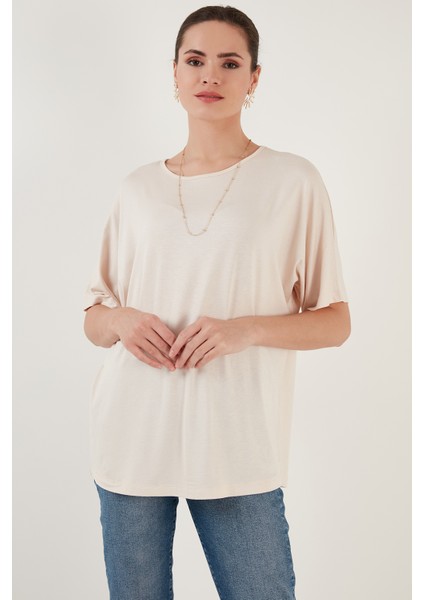 Bisiklet Yaka Oversize Esnek Dokulu Bluz Bayan Bluz 5864528