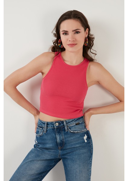 % 100 Pamuk Fitilli Super Crop Örme Atlet Bayan Atlet 5864215