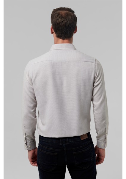 Slim Fit Kahverengi Armürlü Gömlek 9EF022111288M modelleri