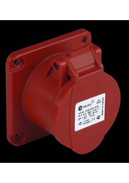 4 x 16a / Ip 44 - Makine Prizi (Düz) (Sabit Flanş)
