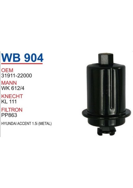 Yakıt Filtresi Hyundaı Accent 1.5 Benzin