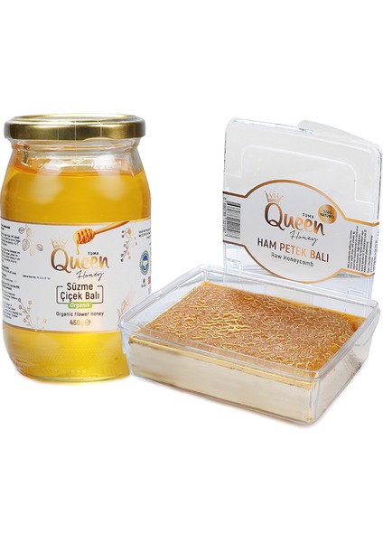 Süzme Bal 460 gr + Queen Honey Ham Petek Balı 340 gr 2’li Fırsat Paketi