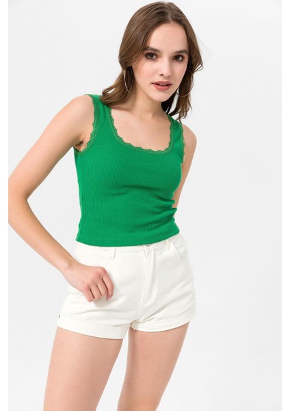 Kadın Dantel Detaylı Kaşkorse Crop Atlet modelleri