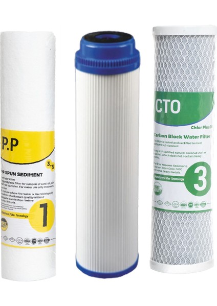 Reverse Osmosis Açık Kasa Su Arıtma Cihazı Filtresi 3 Lü Set
