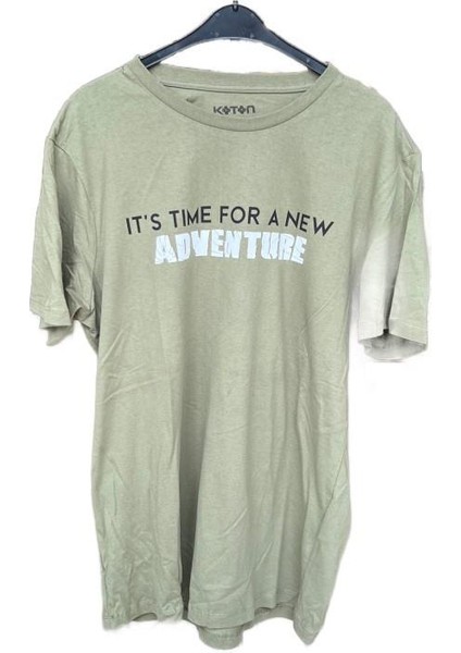 Bisklet Yaka Baskılı T-Shirt