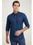 Slim Fit Lacivert Armürlü Gömlek 1