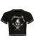 Metallica Skull Baskılı Ters Dikiş Siyah Crop 2
