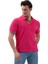 Pembe Yeşil Yaka Pat ve Kol Detaylı Polo Yaka Kısakol Pamuk Slim Fit Tişört 3
